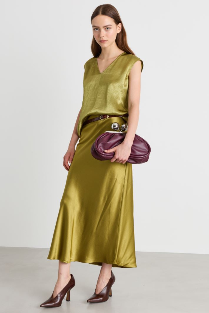 Blusa in raso - VERDE - Intrend