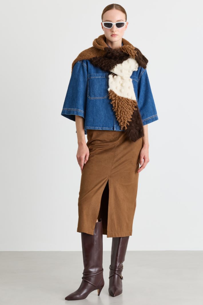 Camicia crop con manica a tre quarti - BLU - Intrend