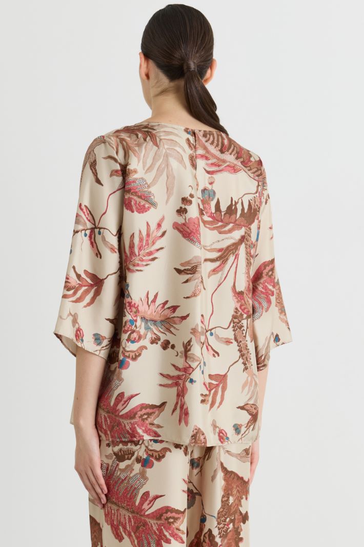 Blusa in twill con manica a tre quarti - BEIGE - Intrend - 4