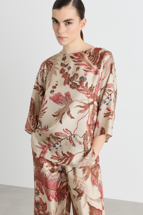 Blusa in twill con manica a tre quarti - Intrend