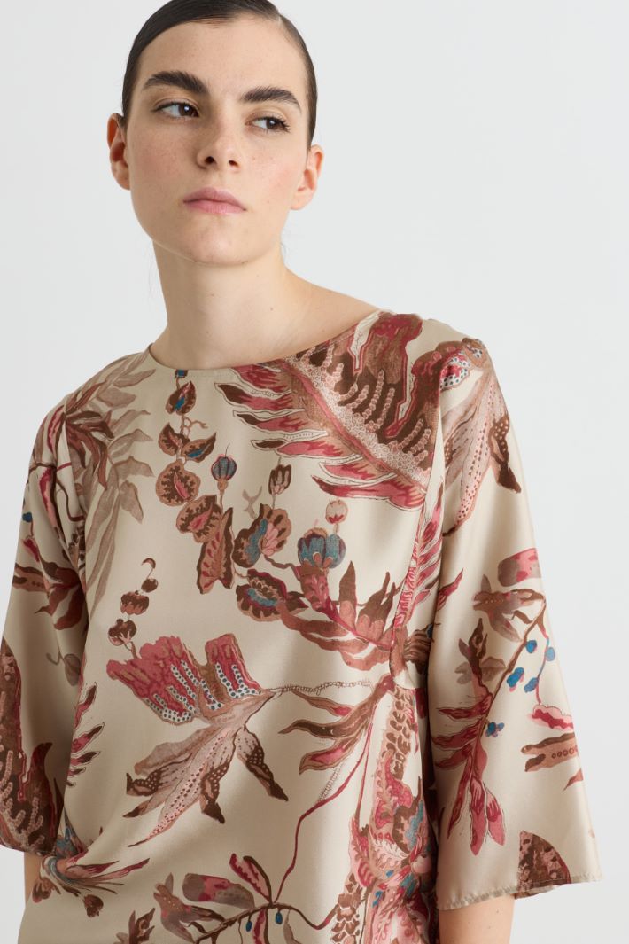 Blusa in twill con manica a tre quarti - BEIGE - Intrend - 3