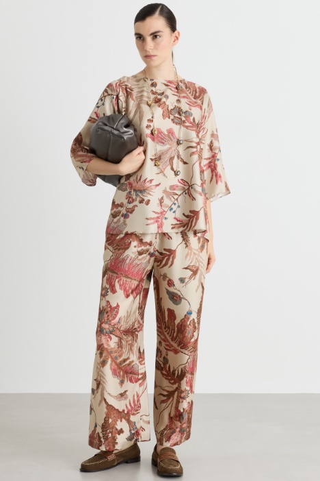 Blusa in twill con manica a tre quarti - Intrend