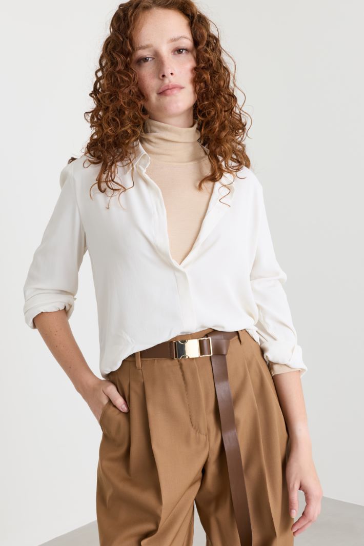 Camicia semiaderente con spacchi - BIANCO - Intrend - 2