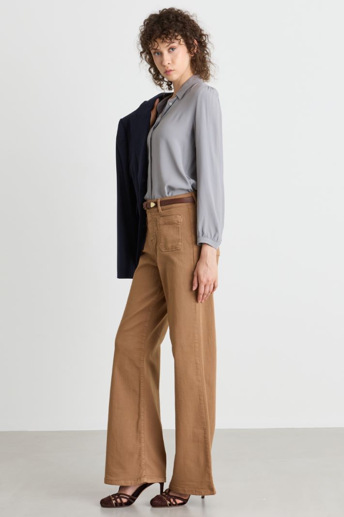 Camicia semiaderente con spacchi - GRIGIO - Intrend