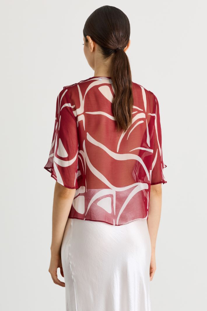 Ruffle-front blouse - RED - Intrend - 4