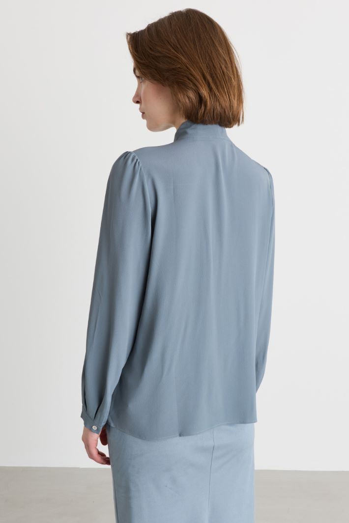 Camicia sfiancata con tasche al petto - AZZURRO - Intrend - 4
