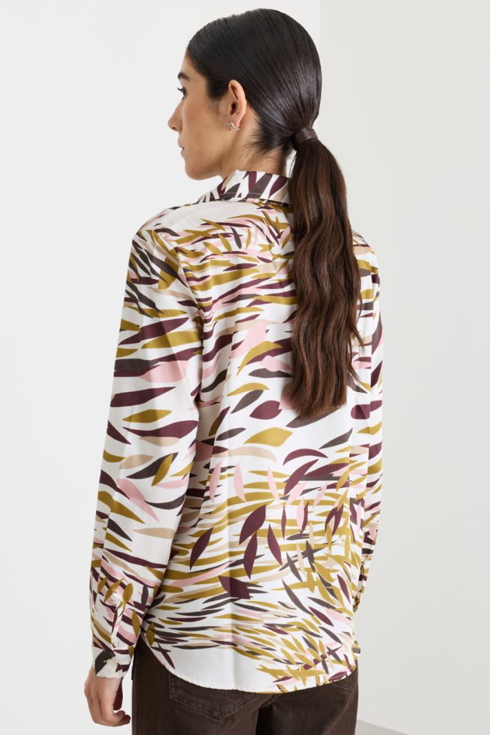 Camicia semiaderente in twil - BORDEAUX GIALLO ROSA - Intrend - 4
