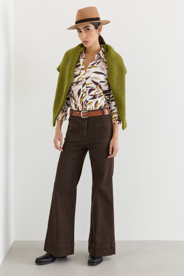 Camicia semiaderente in twil - BORDEAUX GIALLO ROSA - Intrend