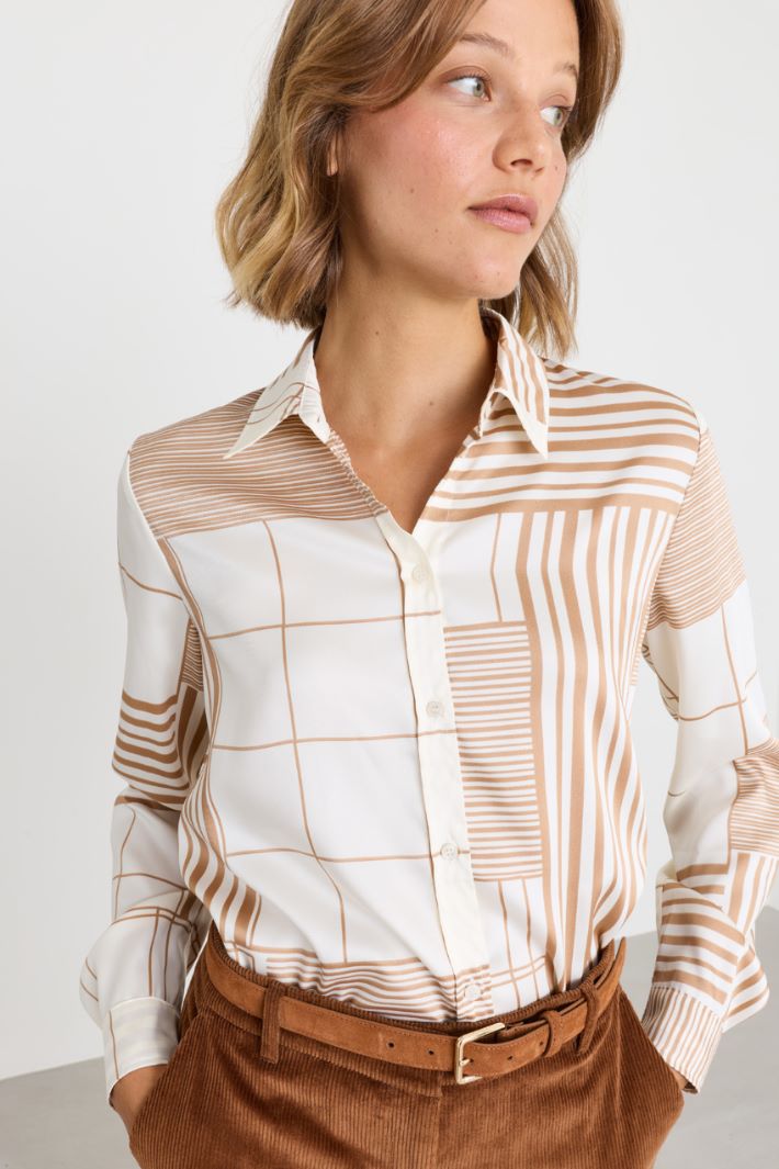 Camicia semiaderente in twil - BIANCO CAMMELLO - Intrend - 3