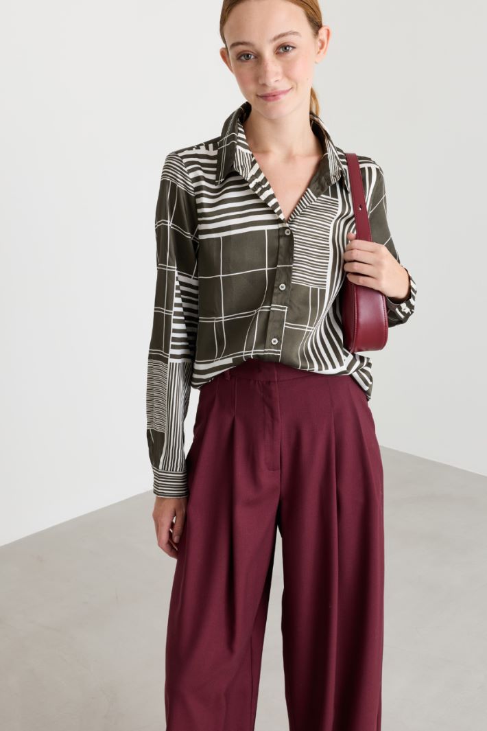 Camicia semiaderente in twil - VERDE - Intrend - 2