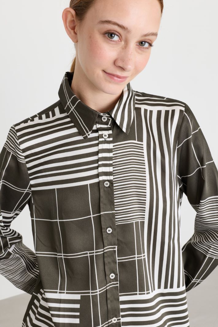 Camicia semiaderente in twil - VERDE - Intrend - 3