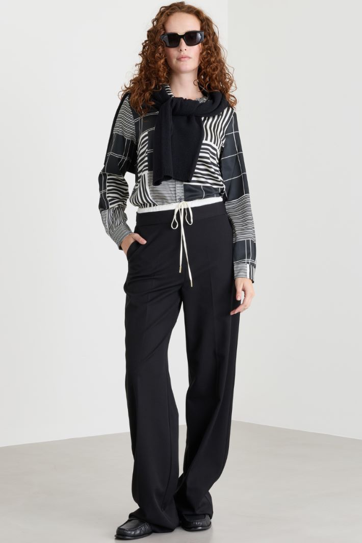 Camicia semiaderente in twil - NERO BIANCO - Intrend