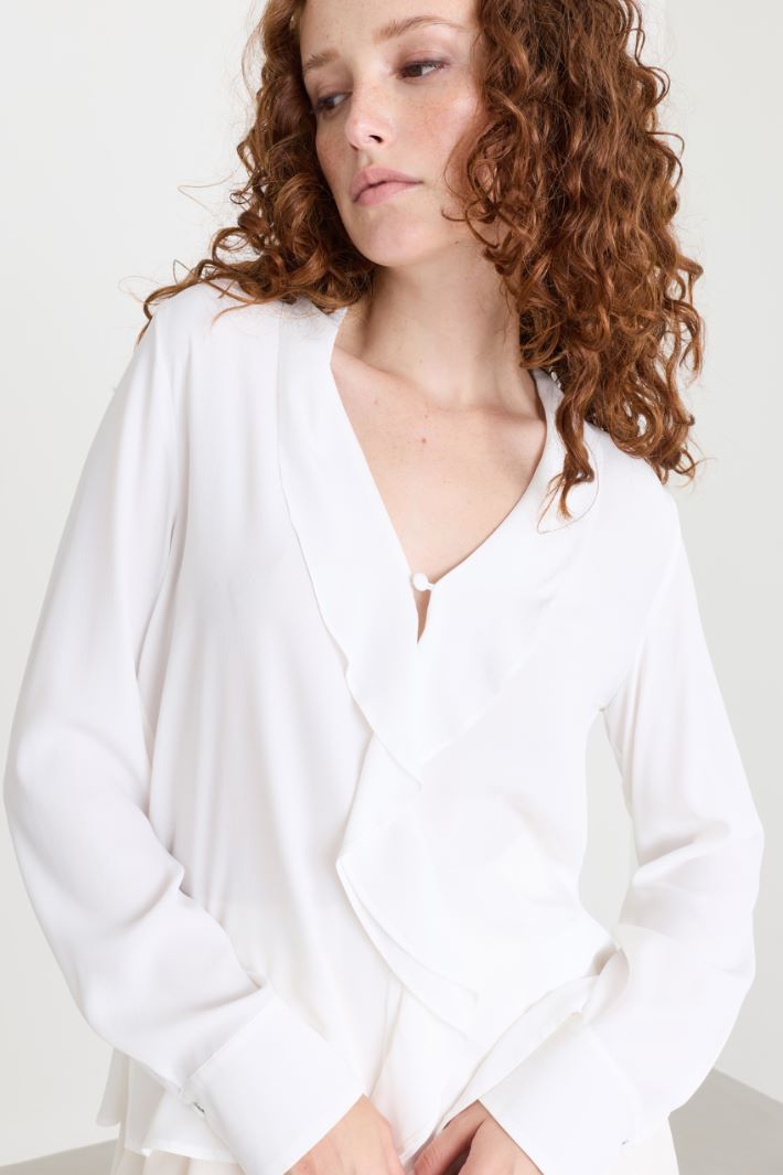 Blusa con volant - BIANCO - Intrend - 3