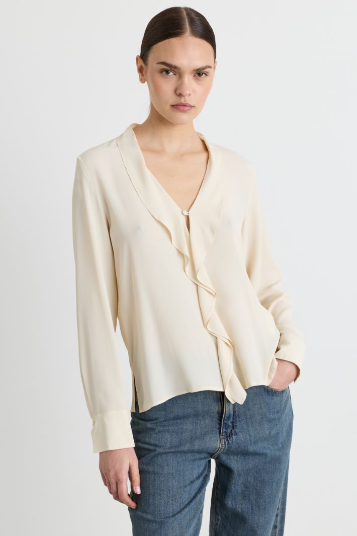 Blusa con volant - BIANCO - Intrend - 2