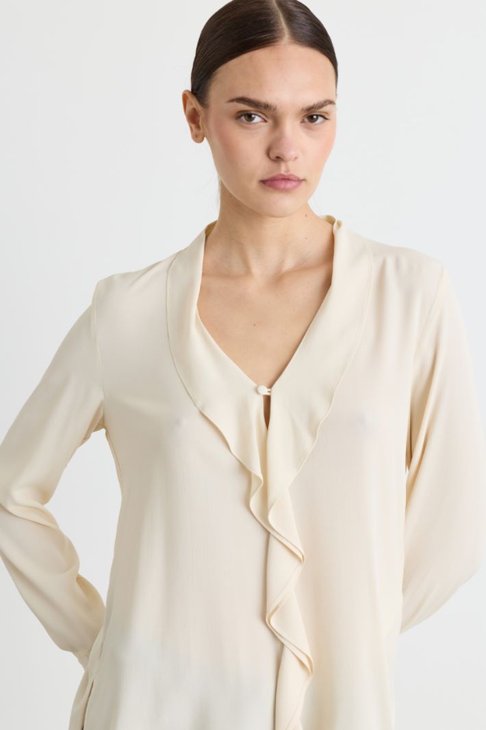 Blusa con volant - BIANCO - Intrend - 3