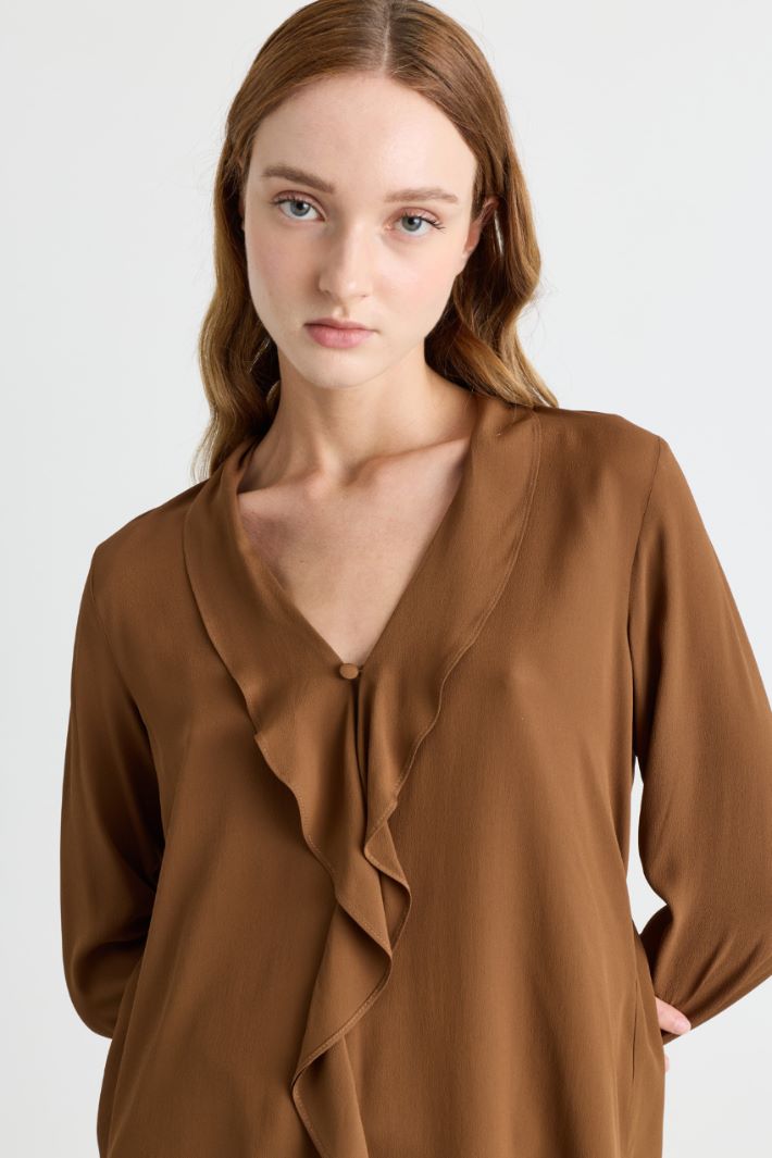 Blusa con volant - MARRONE - Intrend - 3