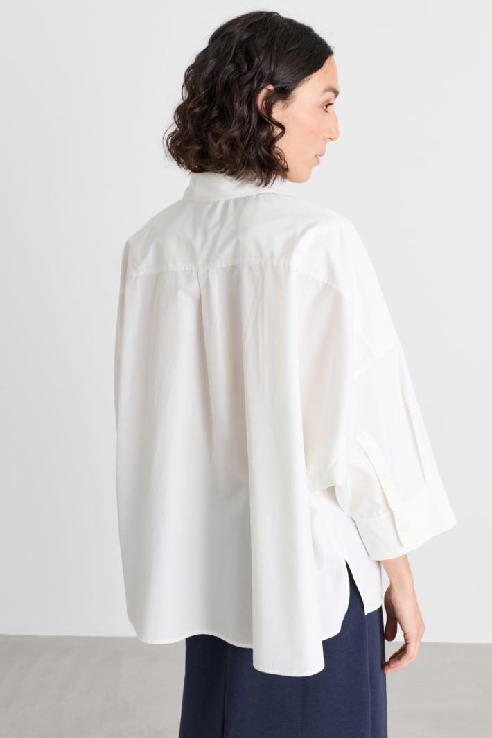 Camicia over in popeline - BIANCO  - Intrend - 4