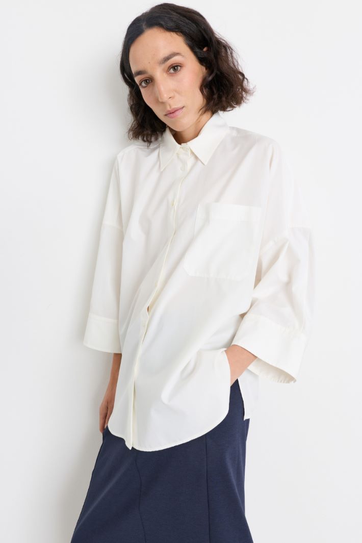 Camicia over in popeline - BIANCO  - Intrend - 3