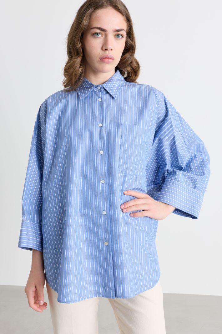 Camicia over in popeline - AZZURRO - Intrend - 2