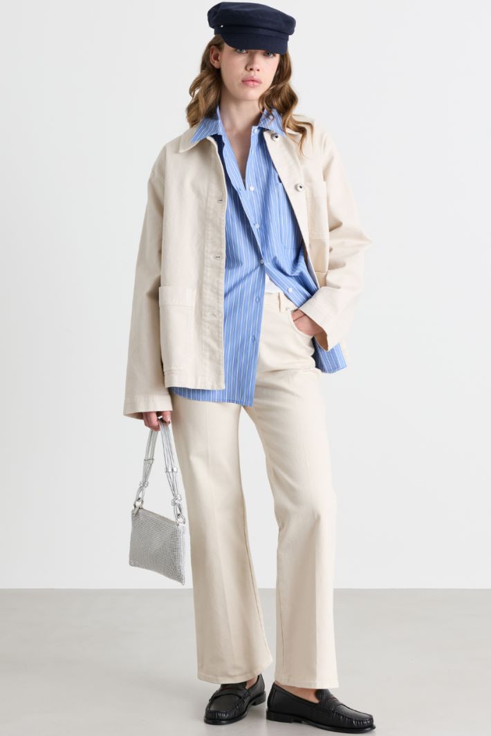 Camicia over in popeline - AZZURRO - Intrend