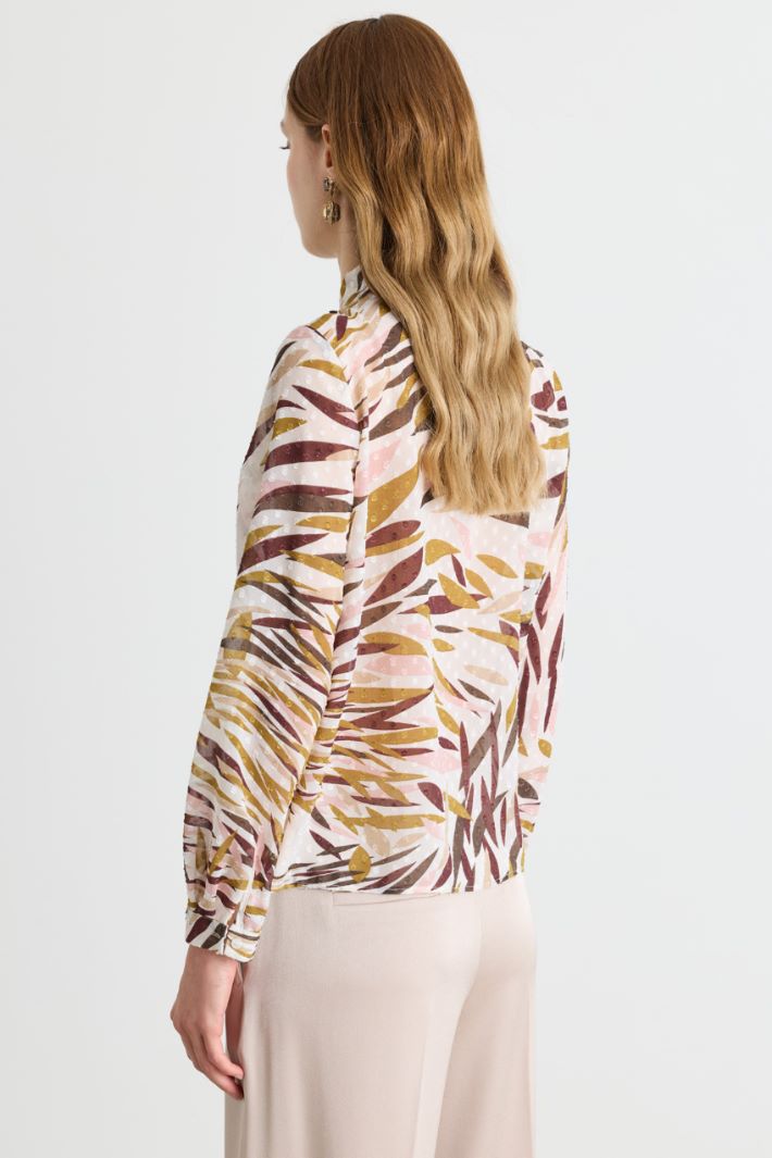 Blusa con collo a foulard - BIANCO ROSA - Intrend - 4