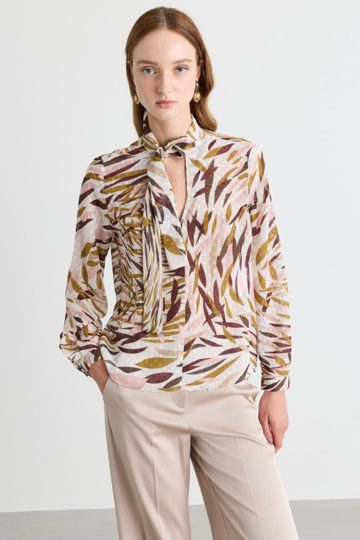 Blusa con collo a foulard - BIANCO ROSA - Intrend - 2