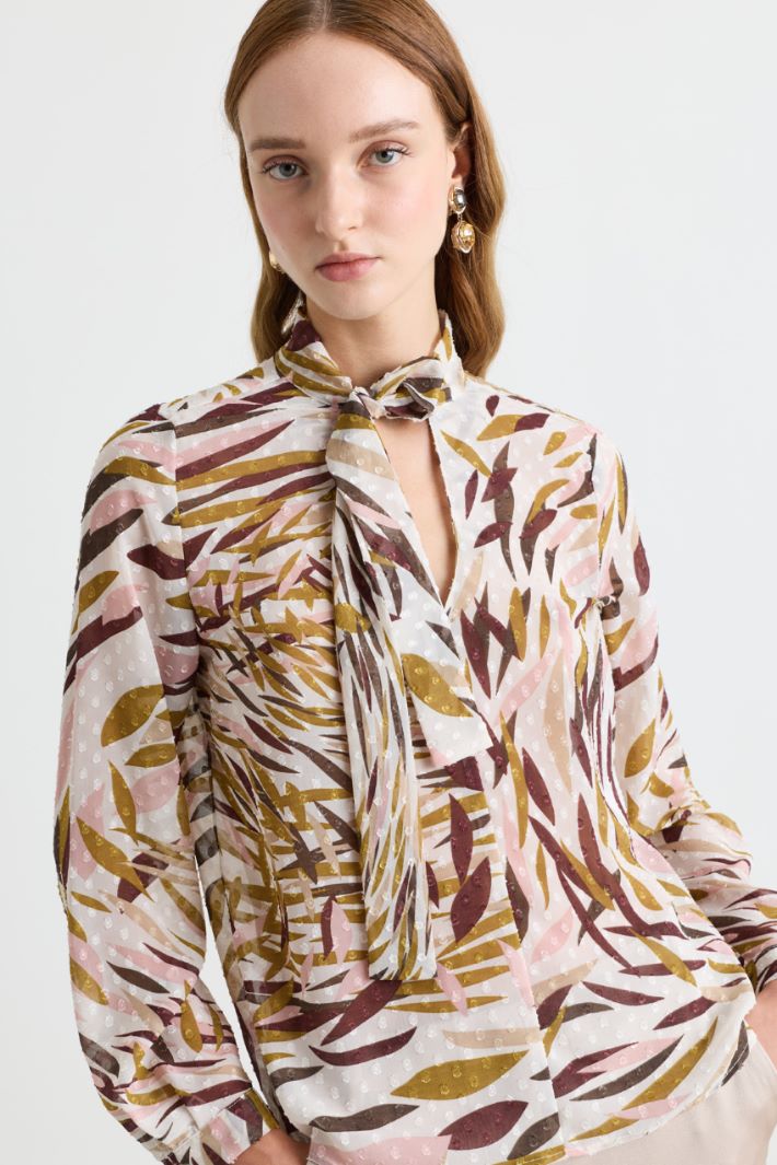 Blusa con collo a foulard - BIANCO ROSA - Intrend - 3