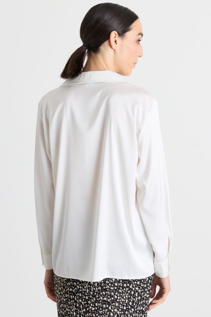 Blusa in raso leggero stretch - BIANCO - Intrend - 4