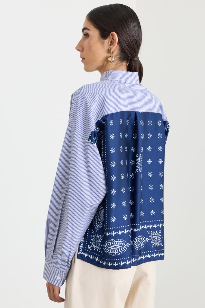 Camicia in tela con inserto in twill - BLU - Intrend - 4