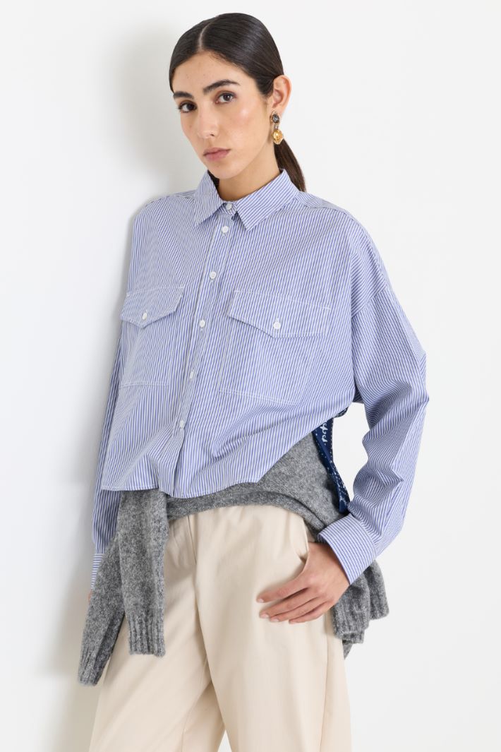 Camicia in tela con inserto in twill - BLU - Intrend - 2
