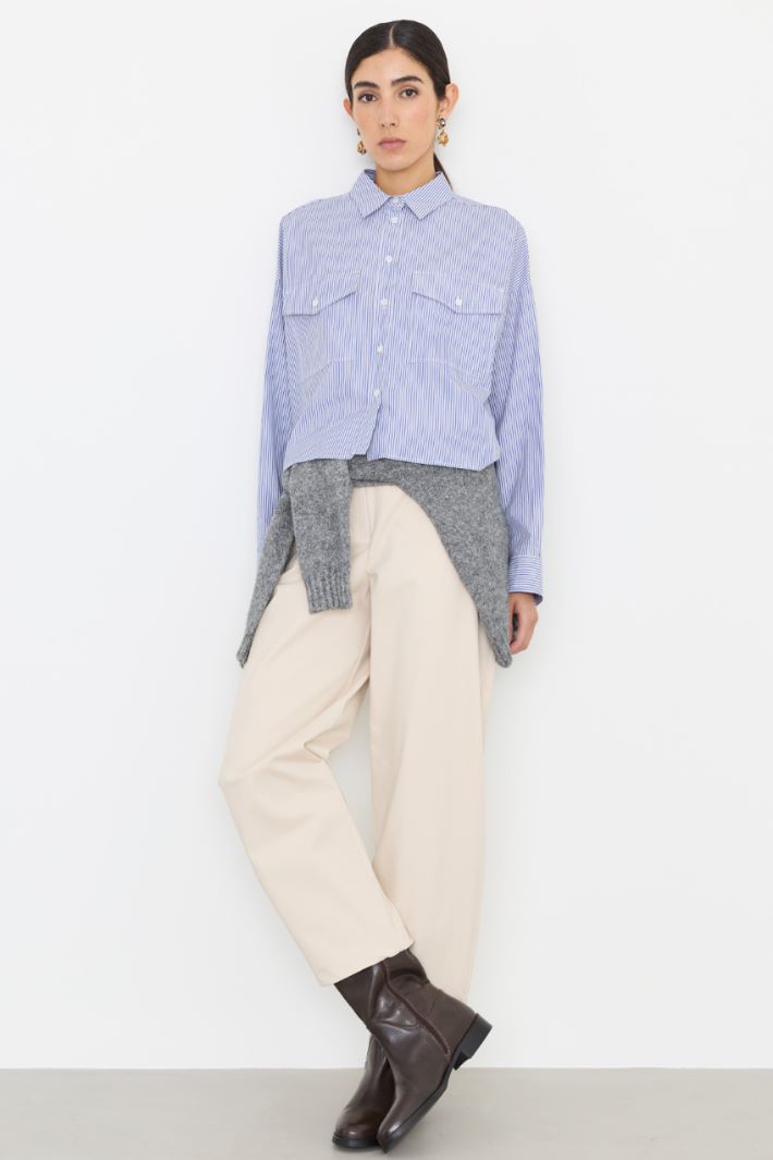 Camicia in tela con inserto in twill - BLU - Intrend