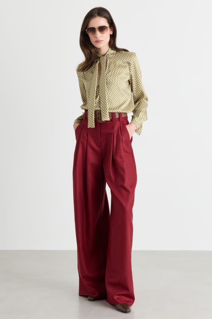 Blusa in twill stampato - VERDE BIANCO - Intrend