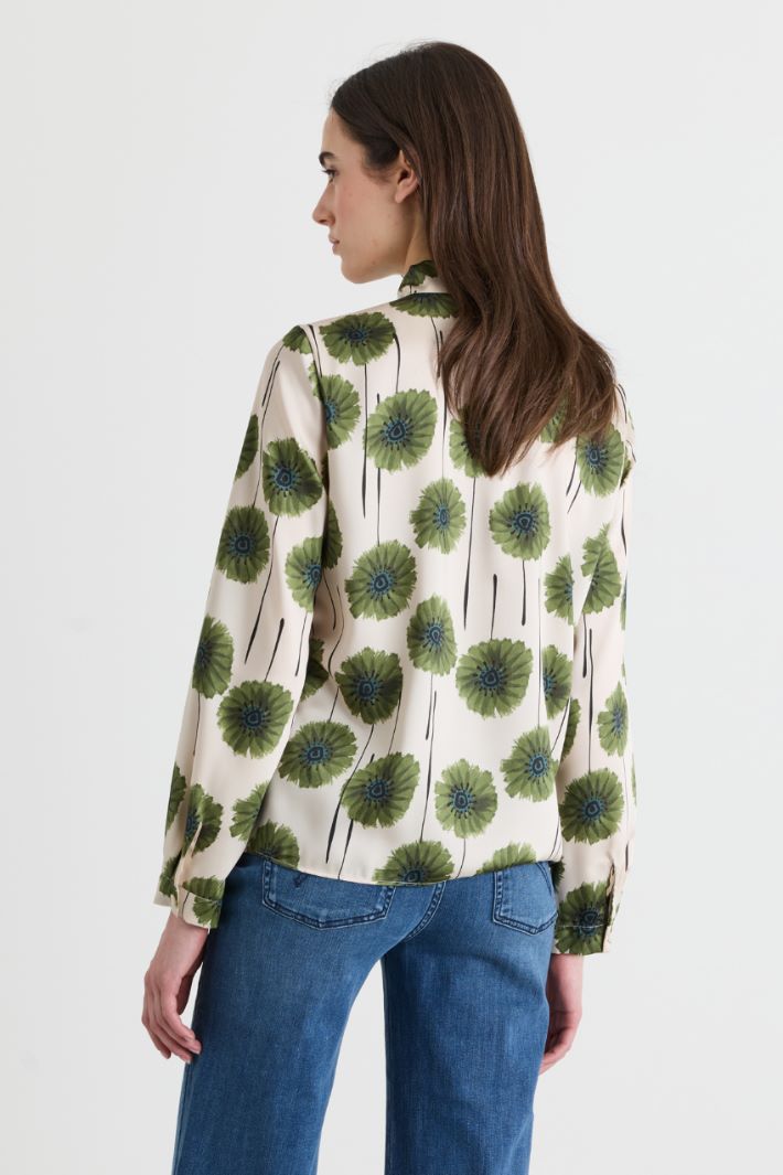 Blusa in twill stampato - BIANCO VERDE - Intrend - 4