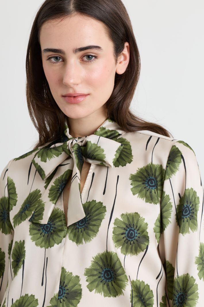 Blusa in twill stampato - BIANCO VERDE - Intrend - 3