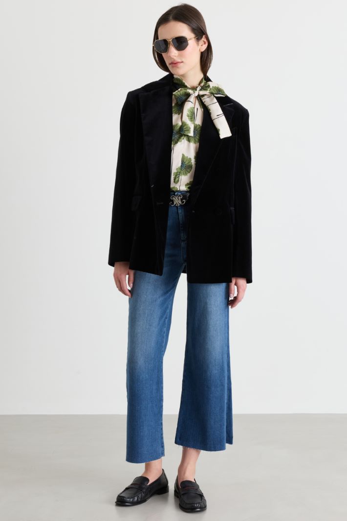 Blusa in twill stampato - BIANCO VERDE - Intrend