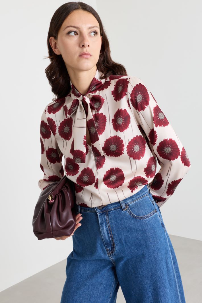 Blusa in twill stampato - BORDEAUX - Intrend - 2