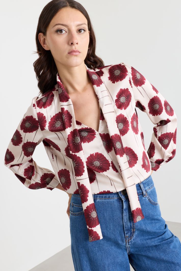 Blusa in twill stampato - BORDEAUX - Intrend - 3