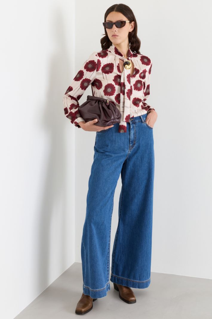 Blusa in twill stampato - BORDEAUX - Intrend