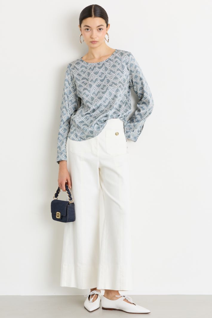 Blusa stampata - AZZURRO - Intrend