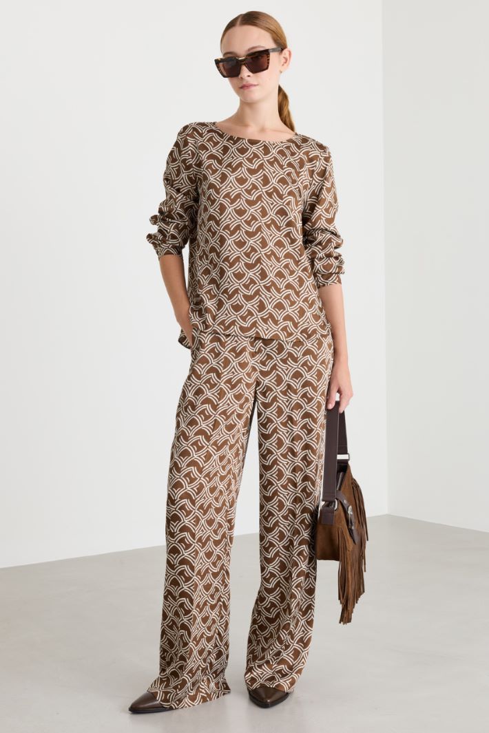 Blusa stampata - MARRONE - Intrend