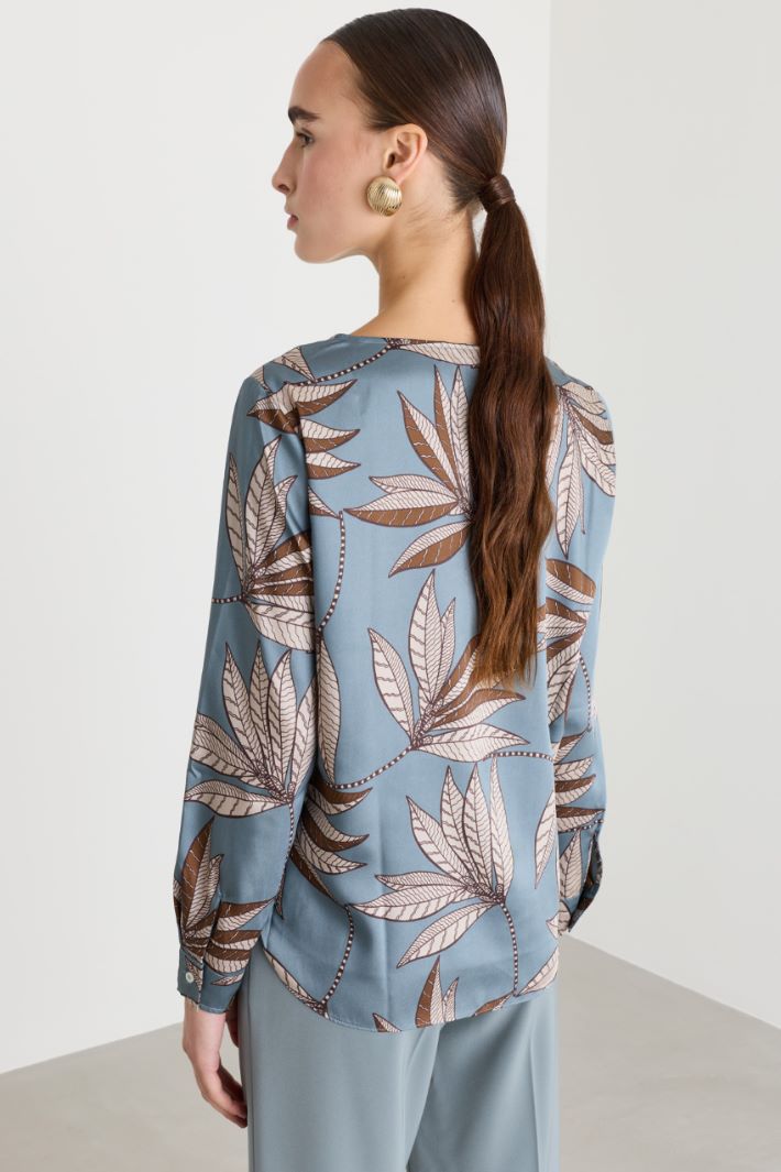 Blusa asimmetrica stampata - AZZURRO - Intrend - 4
