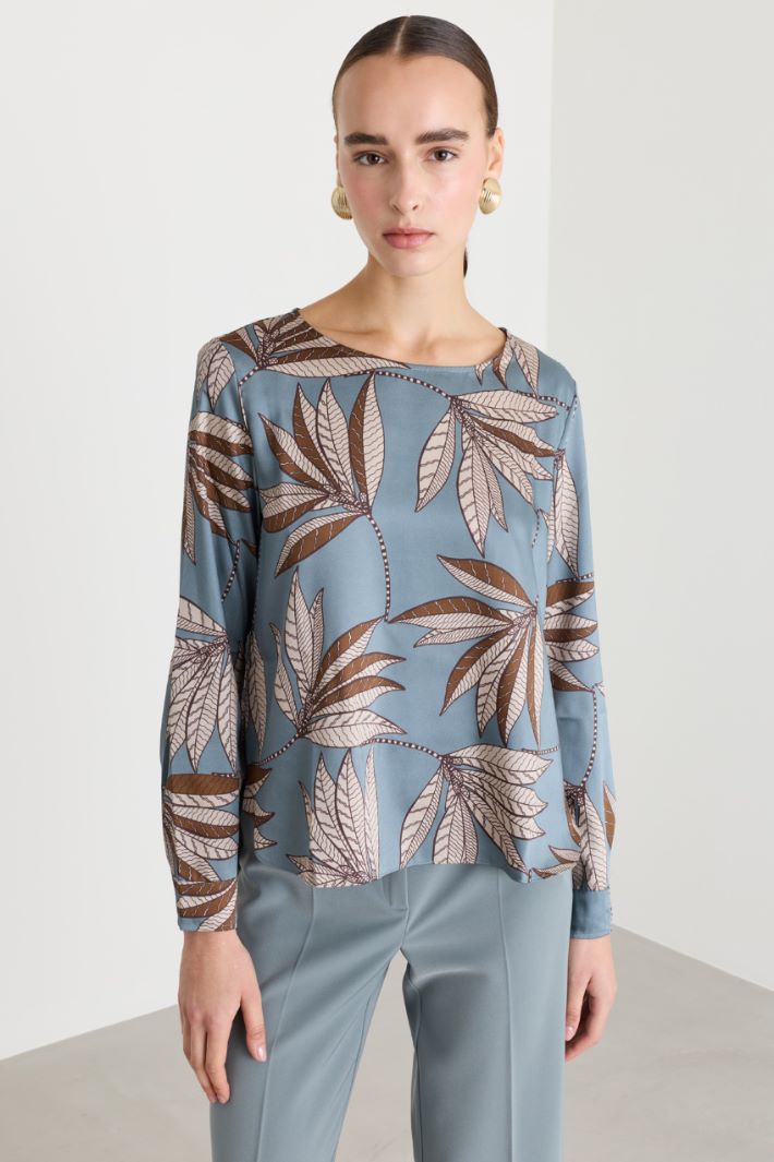 Blusa asimmetrica stampata - AZZURRO - Intrend - 2