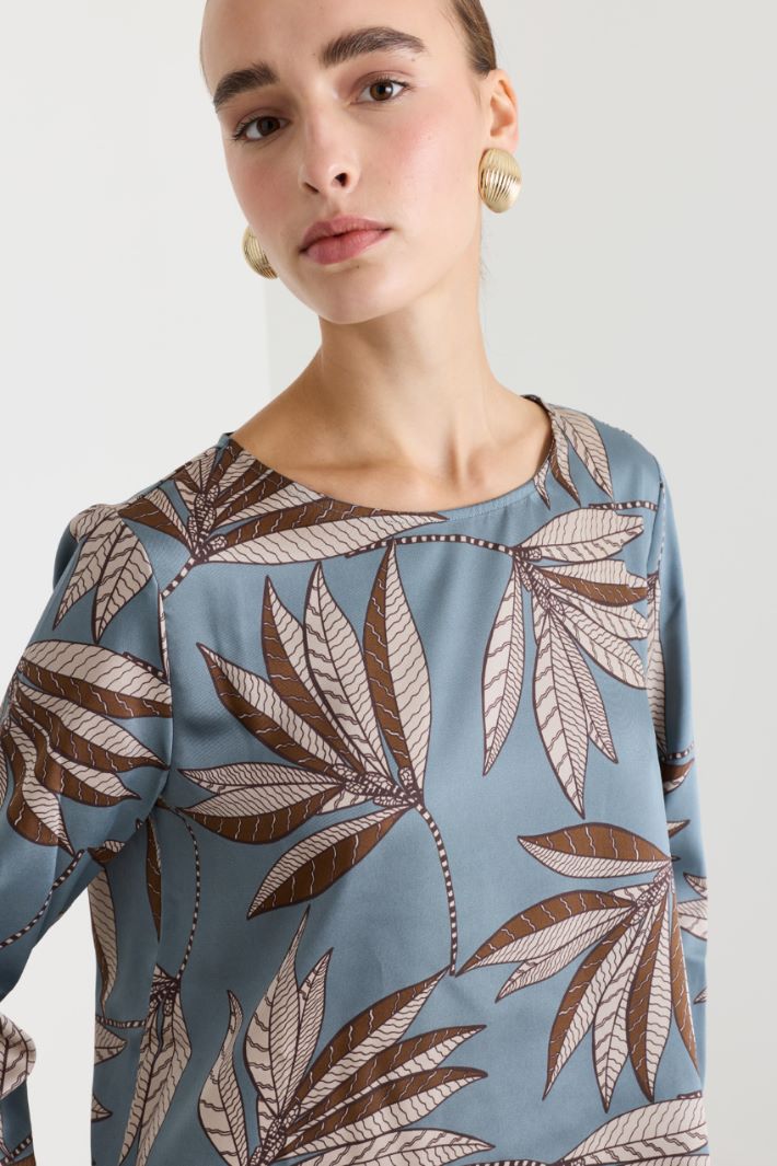 Blusa asimmetrica stampata - AZZURRO - Intrend - 3