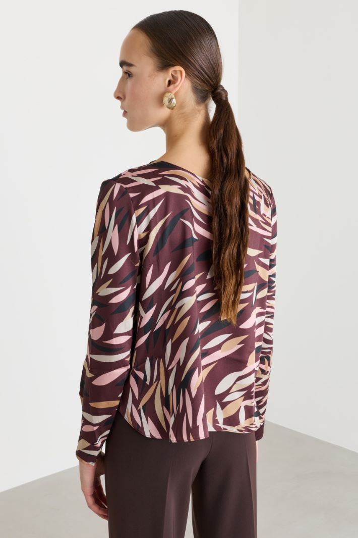 Blusa in twill stampato - BORDEAUX - Intrend - 4