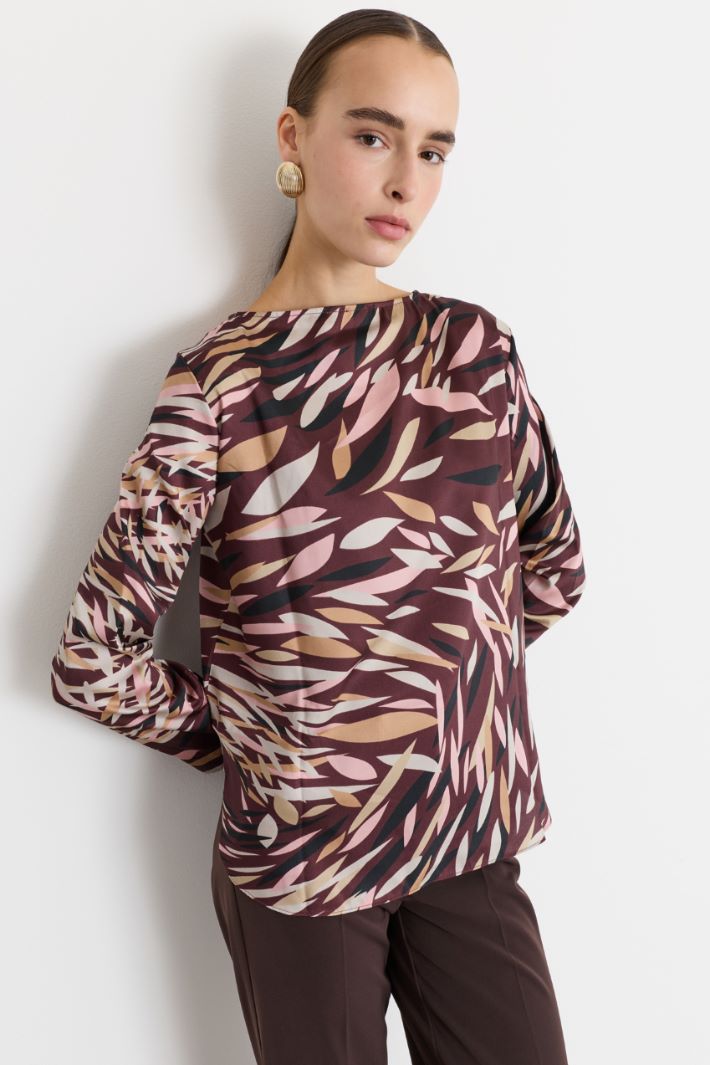Blusa in twill stampato - BORDEAUX - Intrend - 2