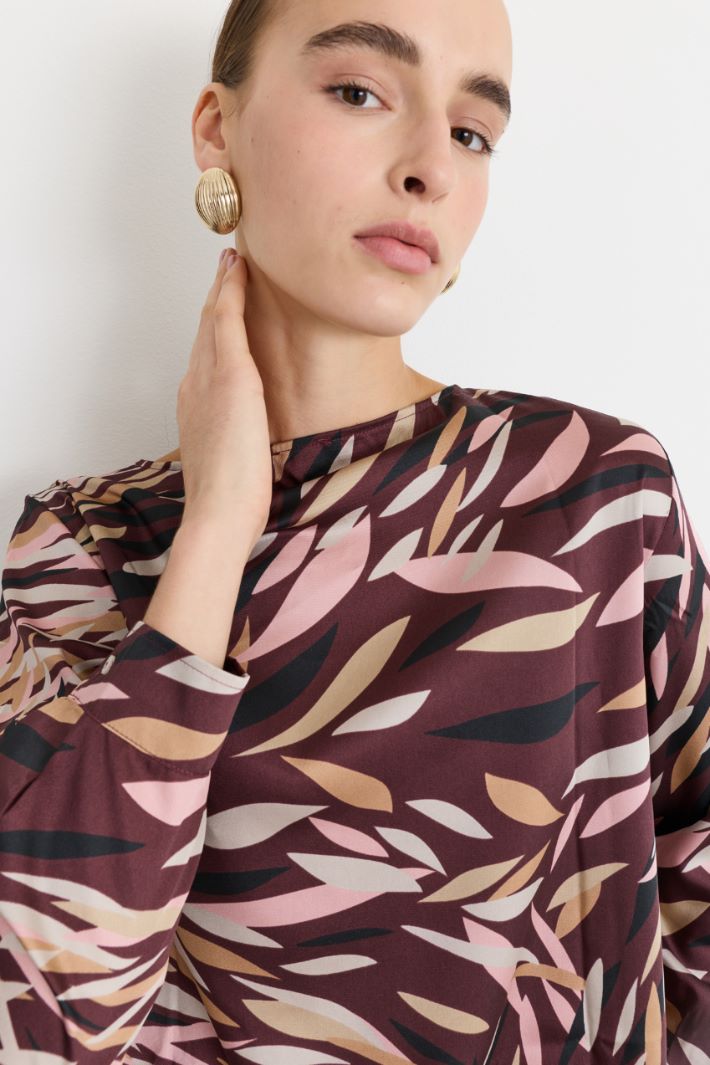 Blusa in twill stampato - BORDEAUX - Intrend - 3