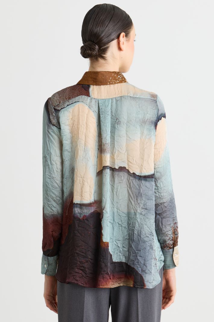 Blusa in raso stampato - AZZURRO - Intrend - 4