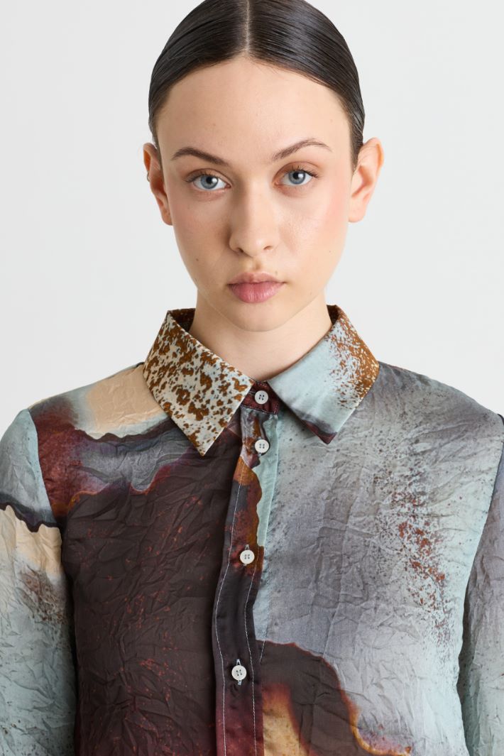 Blusa in raso stampato - AZZURRO - Intrend - 3