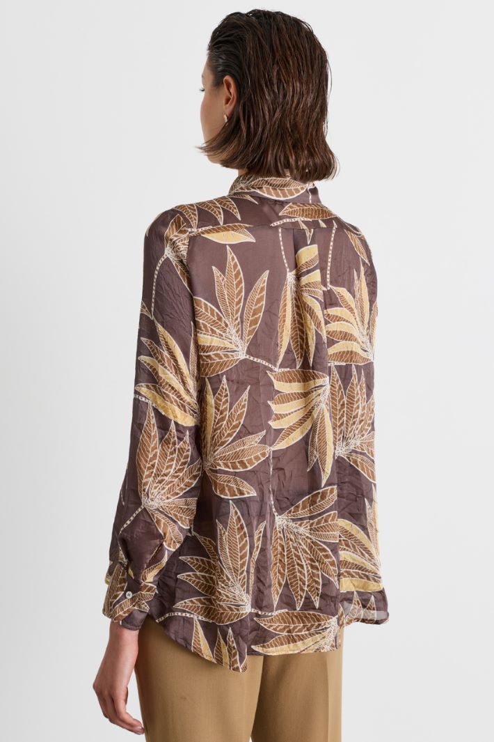 Blusa in raso stampato - MARRONE - Intrend - 4