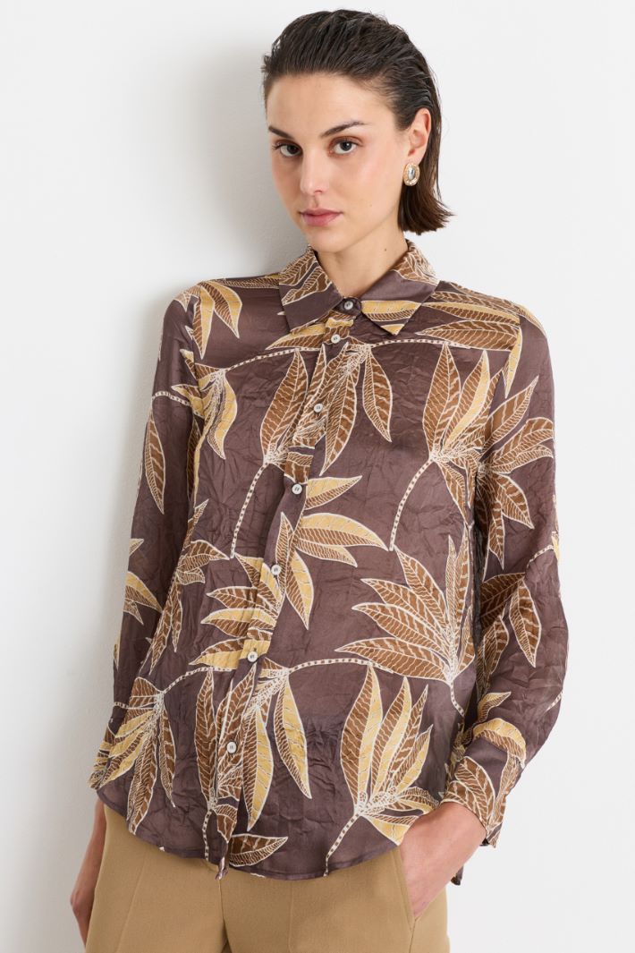 Blusa in raso stampato - MARRONE - Intrend - 2